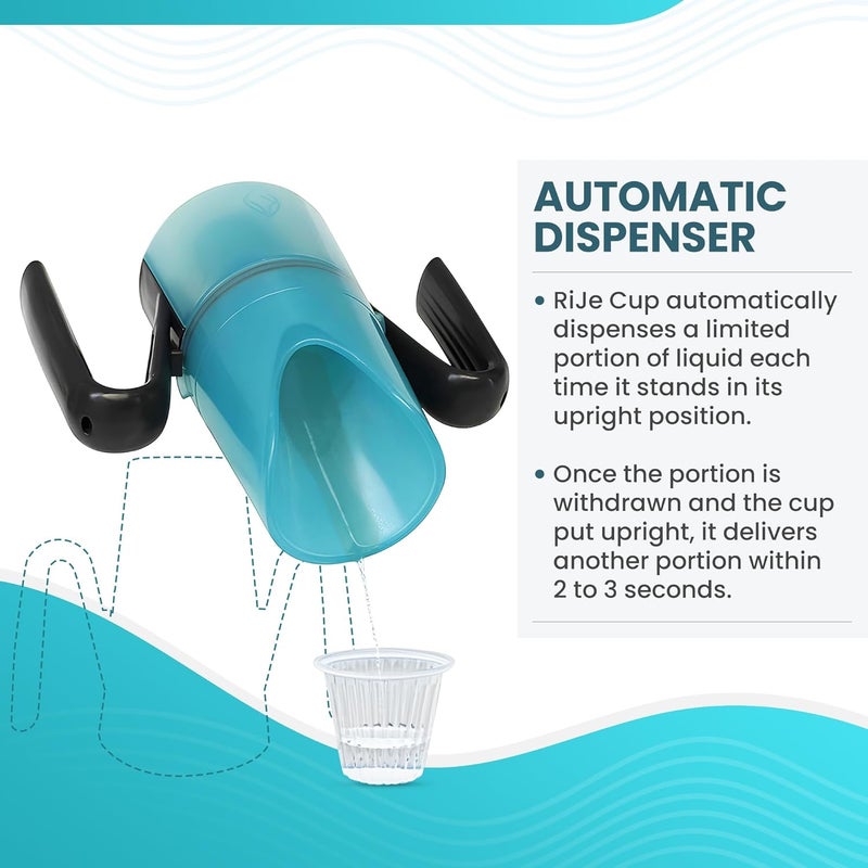 RJE Dysphagia Regulating Drinking Cup for Difficulty Swallowing Disorders - Controlled Sips Adult Size (8oz) Cup Prevents Aspiration - 2 Handles for Secure Grip - Adjustable 3-15cc, Made in Canada - Image 3